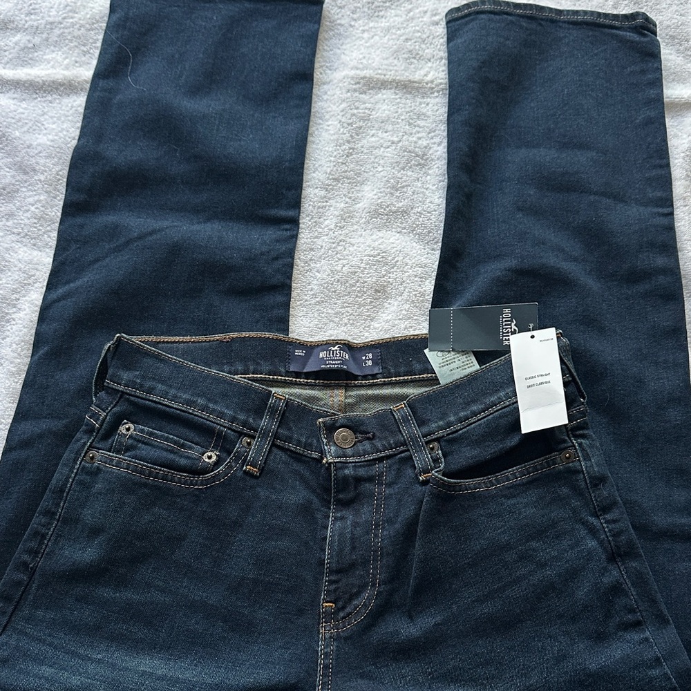 Hollister Deep Indigo Straight Jeans Epic Flex NWT  28x30